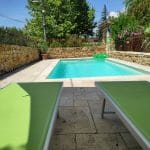 création espace piscine terrasse murets pierre dorée local piscine Villefranche-sur-Saône